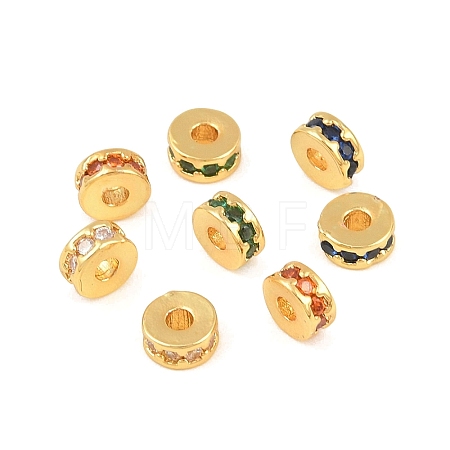 Brass Micro Pave Cubic Zirconia Beads KK-H533-01G-01-1