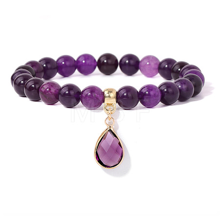 Natural Dyed Quartz Beaded Stretch Bracelets PW-WGB60EB-08-1-1
