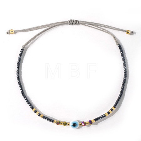 Glass Seed Beads & Resin Braided Bead Bracelets TK7632-5-1