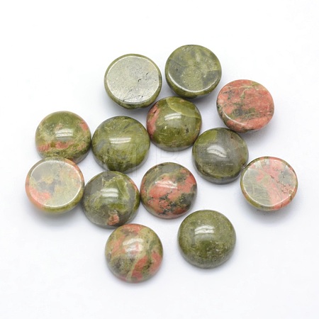 Natural Unakite Cabochons G-P393-R31-8mm-1
