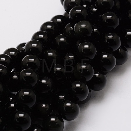 Natural Obsidian Beads Strands X-G-E329-8mm-37-1