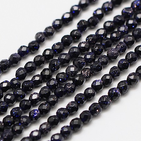 Synthetic Blue Goldstone Beads Strands G-A129-2mm-G03-1