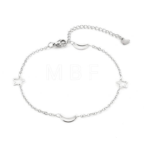 304 Stainless Steel Cable Chain Anklets AJEW-H104-05P-1