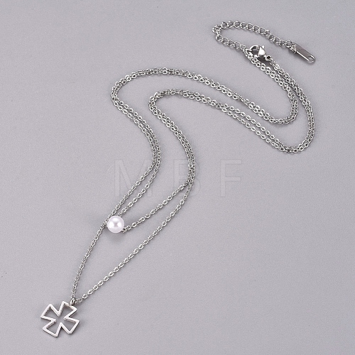 304 Stainless Steel Tiered Necklaces STAS-D232-05P-1
