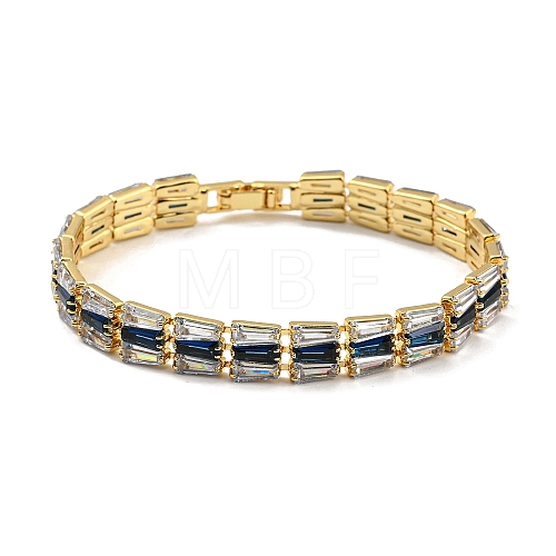 Rack Plating Brass Rectangle Link Bracelet BJEW-Q771-09G-1