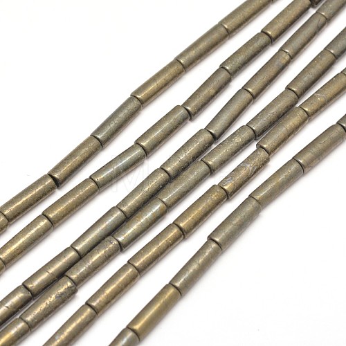 Column Natural Pyrite Beads Strands G-I126-26-13x4mm-1