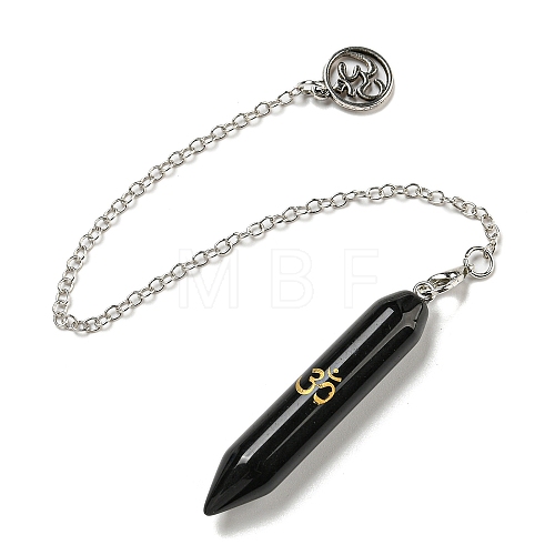 Bullet Natural Obsidian Pointed Dowsing Pendulums AJEW-B106-01AS-03-1