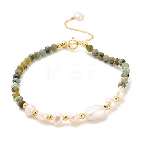 Natural Turquoise Bead Bracelets BJEW-E098-12G-1