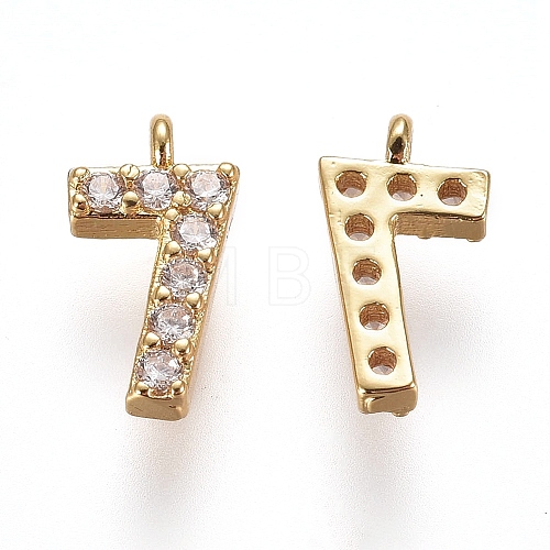 Brass Micro Pave Clear Cubic Zirconia Charms ZIRC-L075-60A-07G-1