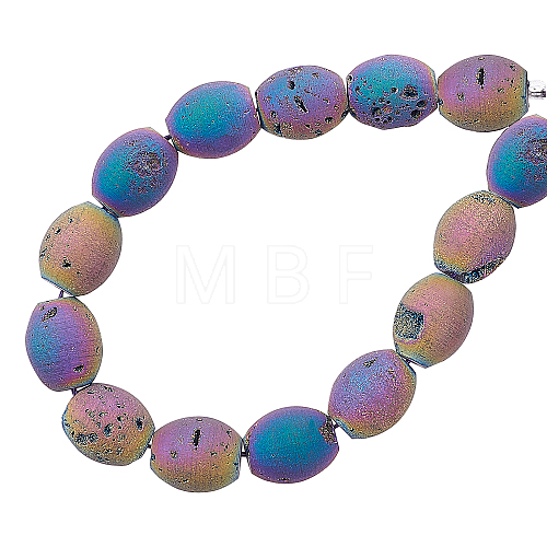 Electroplated Natural Druzy Geode Agate Bead Strands G-AR0003-29-1