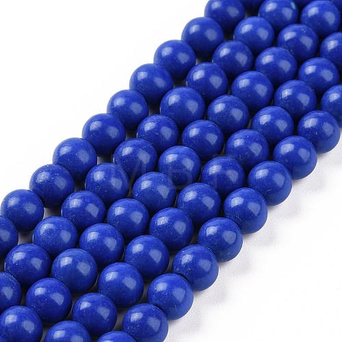 Synthetic Lapis Lazuli Dyed Round Bead Strands G-P070-41-6mm-1-1