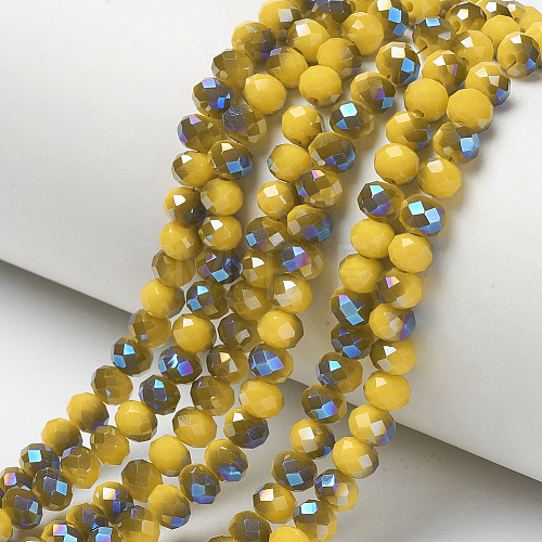 Electroplate Opaque Solid Color Glass Beads Strands EGLA-A034-P4mm-I15-1