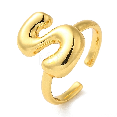 Initials Brass Open Cuff Ring for Women RJEW-N046-02S-G-1