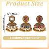 3 Pairs 3 Colors Bell Alloy Chandelier Earrings EJEW-AN0004-95-2
