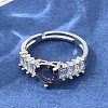 Brass Pave Cubic Zirconia Cuff Open Rings CU-CBA5C10-19P-1