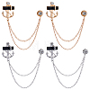 Gorgecraft 4Pcs 2 Color Jet Rhinestone Anchor Hanging Chain Brooches JEWB-GF0001-38-1