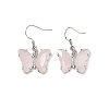 Natural Rose Quartz Brass Dangle Earrings EJEW-M081-01P-02-2