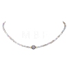 8MM Round Cat Eye and AB Color Plated Glass Faceted Rondelle Beaded Necklaces NJEW-JN06687-3