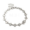 304 Stainless Steel Rhombus Link Chains Bracelets for Men & Women BJEW-D042-02P-1