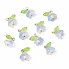 10Pcs Acrylic & Glass Flower Pendants PALLOY-YW00116-01-1