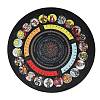 Synthetic Rubber Round Tarot Divination Mat with Yes/No Pendulum Board & Tarot Card Art AJEW-P131-02-1