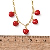 Valentine's Day Brass Enamel Red Heart Pendant Necklaces for Women NJEW-A071-13B-G-4