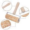Paisley Pattern Wood with Stainless Steel Rolling Pin TOOL-WH0155-97-3