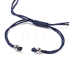 Curved Rectangle Natural Lapis Lazuli Adjustable Nylon Cord Braided Bead Bracelets for Women Men BJEW-JB10280-02-3