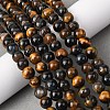Natural Tiger Eye Beads Strands G-F591-18-8mm-08-10