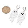 Halloween Woven MIYUKI Seed Beads Ghost Hoop Earrings EJEW-JE05854-01-3
