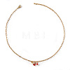 Brass Enamel Red Heart 304 Stainless Steel Paperclip Chain Necklaces for Women XJ8967-2-1