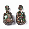 Assembled Synthetic Bronzite and Imperial Jasper Openable Perfume Bottle Pendants G-S366-059E-2