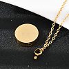 304 Stainless Steel Flat Round Pendant Pet Urn Ashes Necklaces NJEW-S455-01G-5