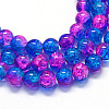 Baking Painted Transparent Crackle Glass Round Bead Strands DGLA-Q018-8mm-49-1