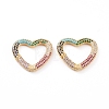 Brass Micro Pave Cubic Zirconia Spring Gate Rings ZIRC-L093-52G-1