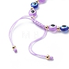 Evil Eye Resin Bead & Flat Round Alloy Rhinestone Braided Beaded Bracelets for Girl Women BJEW-JB08740-01-6