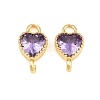 Brass Pave Cubic Zirconia Heart Links Connector Charms KK-K340-49G-2