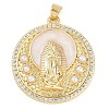 Rack Plating Brass Micro Pave Clear Cubic Zirconia Pendants KK-P287-36C-G-1
