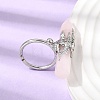 Natural Rose Quartz & Brass Cuff Rings for Women RJEW-G374-01P-10-3