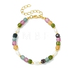 Natural Multicolor Tourmaline & Brass Beaded Bracelets for Women BJEW-JB13959-3