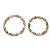 2Pcs 2 Styles  Natural Peacock Agate Beaded Stretch Bracelets for Couple BJEW-JB13416-01-2