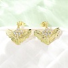 Brass Micro Pave Clear Cubic Zirconia Stud Earrings EJEW-D351-10G-5