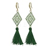 Glass Seed Beads & Brass Dangle Earrings for Women EJEW-MZ00800-01-3