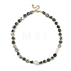 Natural Tree Agate Nuggets & Freshwater Pearl Potato Beaded Necklaces for Women NJEW-JN06488-2