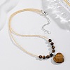 Bohemian Natural Tiger Eye Heart Pendant Heated Citrine Round Beaded Necklaces for Women MR6044-3-1