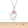 Clear AB Faceted Glass Teardrop Pendant 304 Stainless Steel Cable Chain Necklaces NJEW-JN06177-4