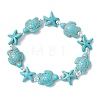 Synthetic Turquoise Beaded Stretch Bracelets for Men Women BJEW-JB11761-02-2