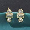 Rectangle with Flat Round Brass Micro Pave Clear Cubic Zirconia Stud Earrings X-EJEW-G452-12G-1