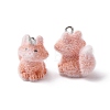 Animal Flocking Resin Pendants RESI-A049-03B-2