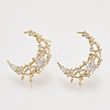 Brass Micro Pave Clear Cubic Zirconia Stud Earring Findings LS-KK-T054-49G-NF-1